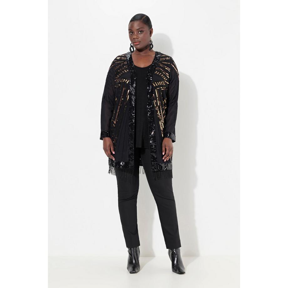 Ulla Popken Jacke mit Perlen Pailletten und Fransen  