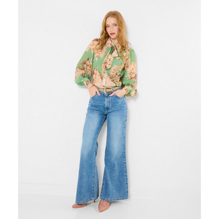 Bluse mit durchgehendem Blumenmuster