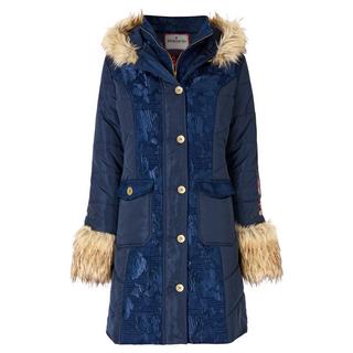 Joe Browns Marineblauer Parka mit Jacquard-Einsätzen und Kunstfell  