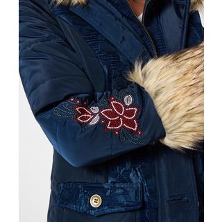 Joe Browns Marineblauer Parka mit Jacquard-Einsätzen und Kunstfell  