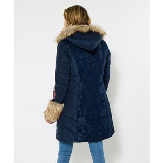 Joe Browns Marineblauer Parka mit Jacquard-Einsätzen und Kunstfell  