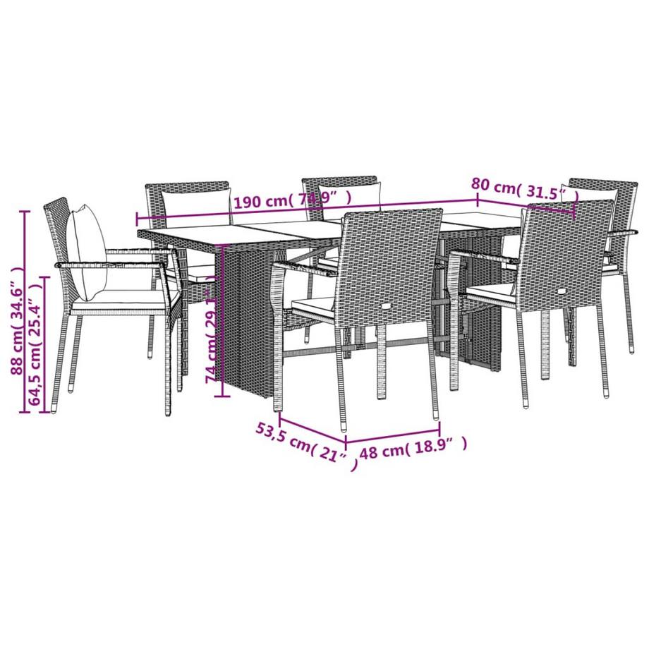 VidaXL Garten essgruppe poly-rattan  