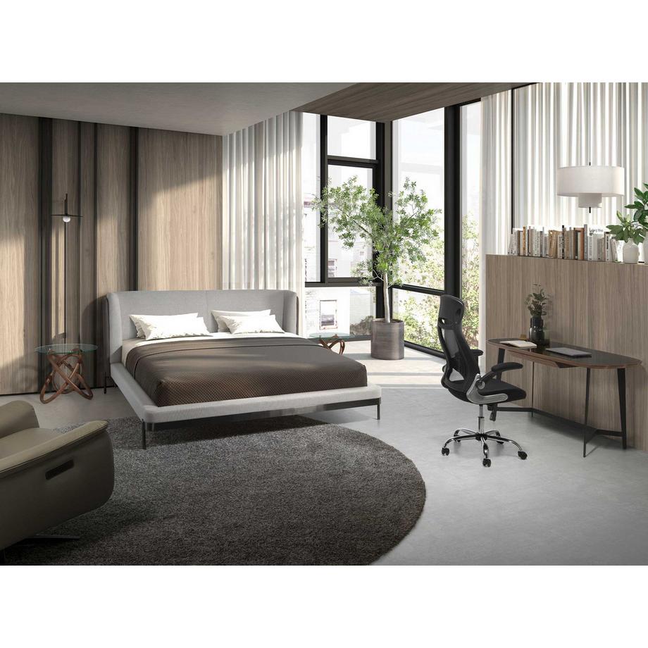 ANGEL CERDA Runder Ecktisch aus gehärtetem Glas und Nussbaum  