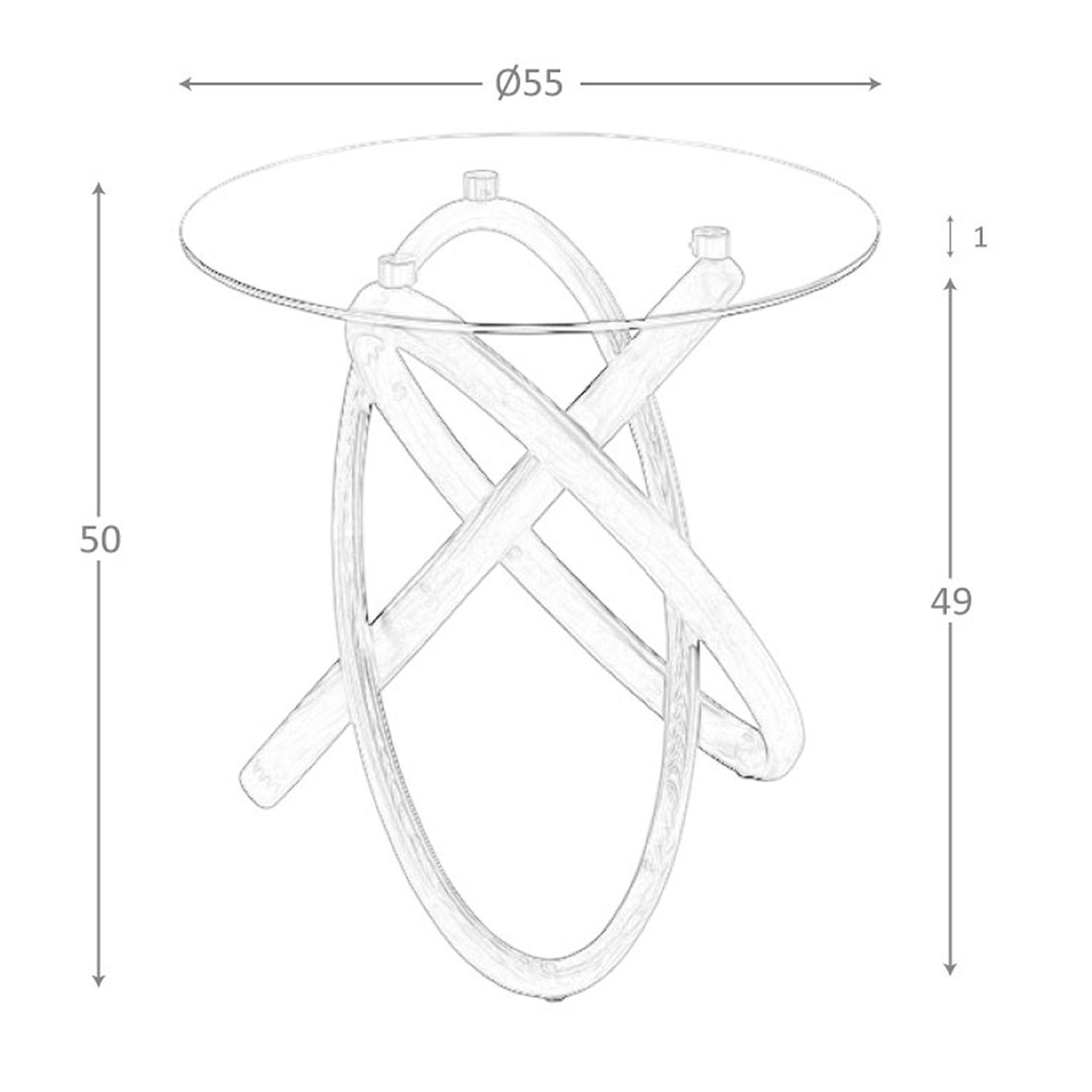 ANGEL CERDA Tavolo angolare rotondo in vetro temperato e noce  