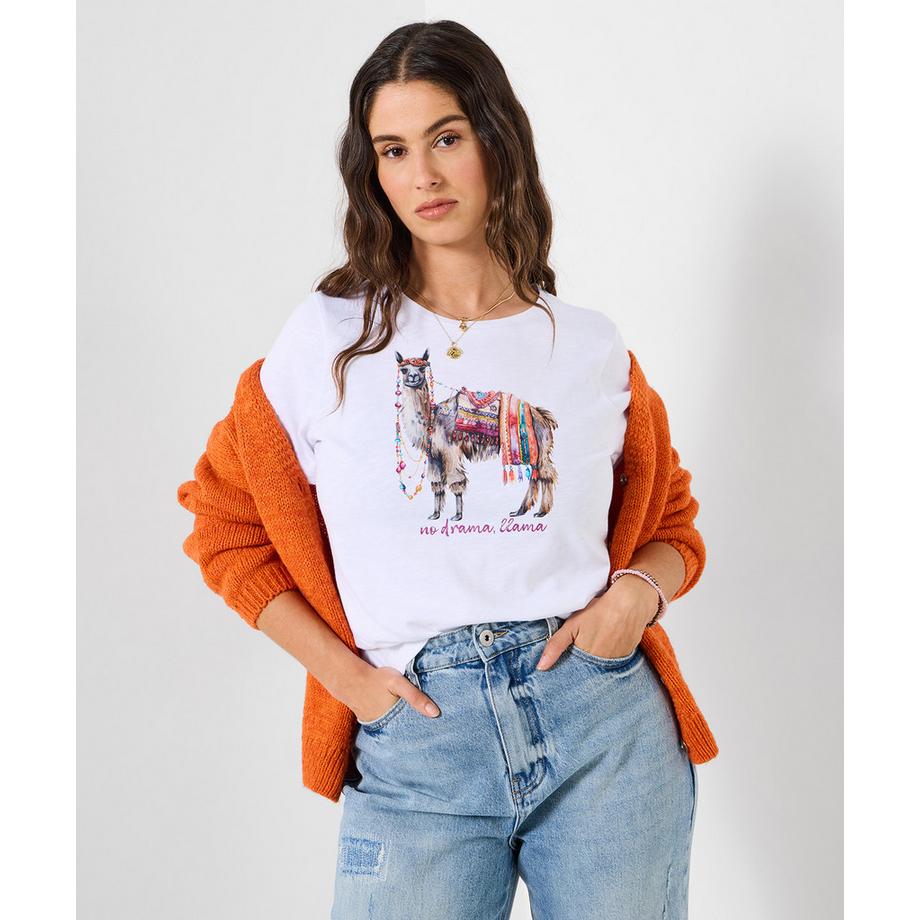 T-Shirt mit Lama-Motiv