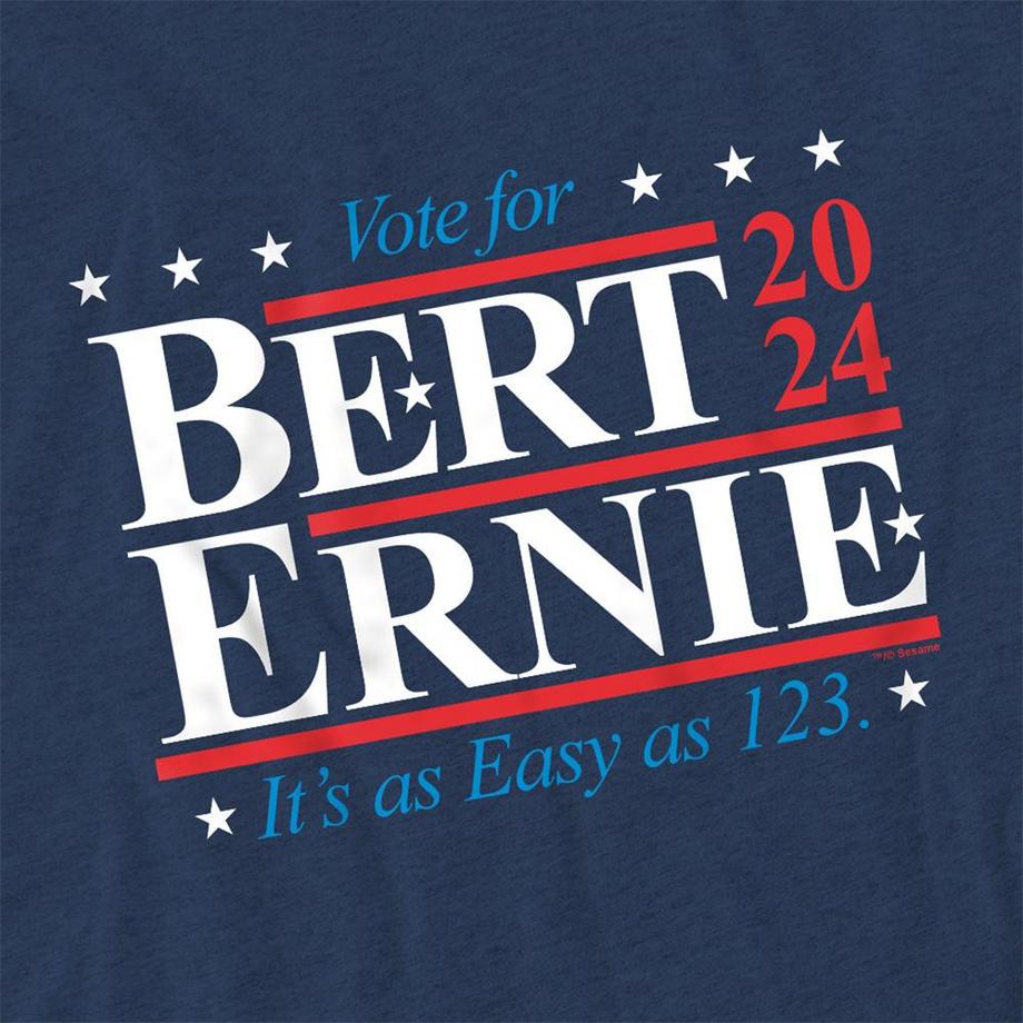 Sesame Street  Bert Ernie For President 123 Vote T-Shirt, Meliert 