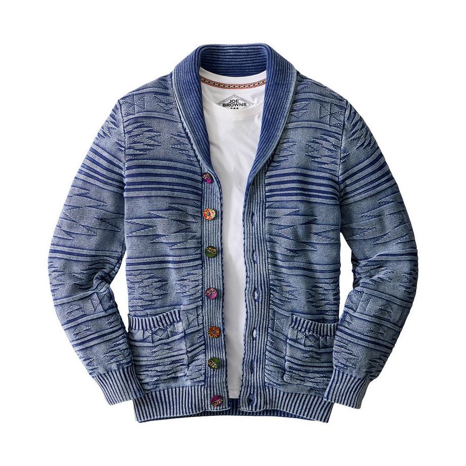 Joe Browns Strickjacke Indigo mit Acid-Wash  