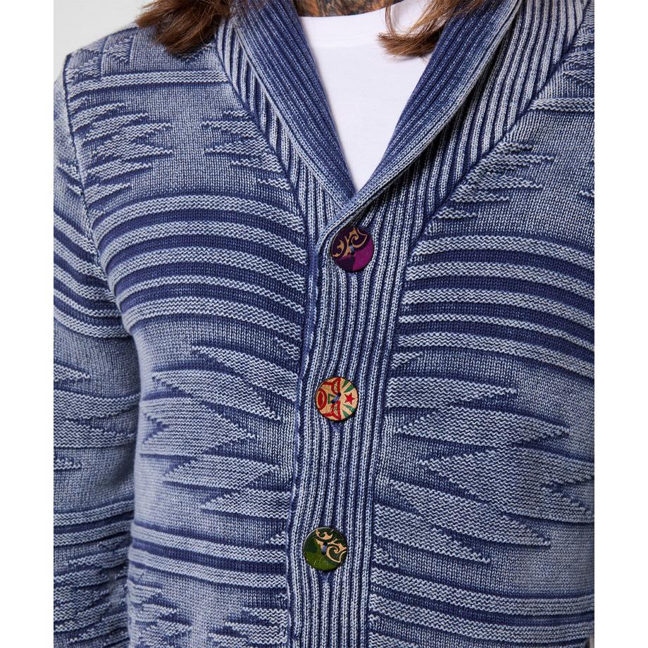 Joe Browns Strickjacke Indigo mit Acid-Wash  