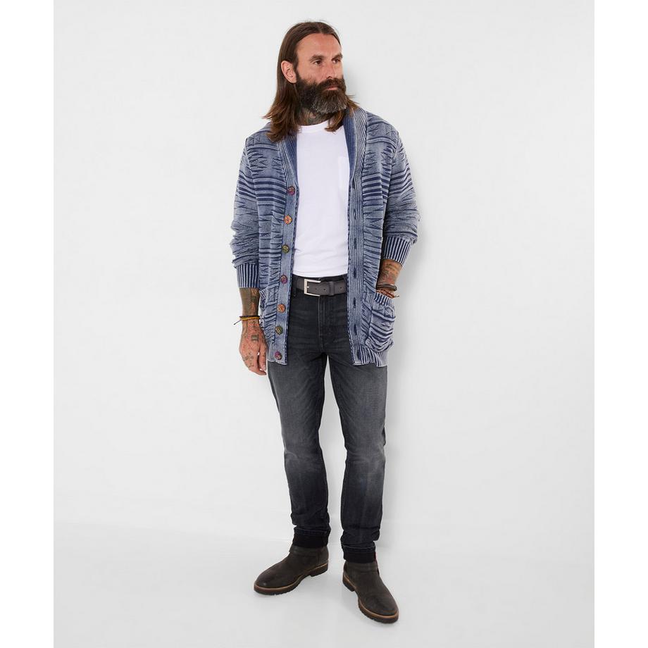 Joe Browns Strickjacke Indigo mit Acid-Wash  