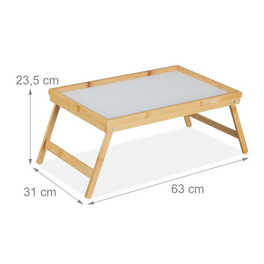 B2X  Betttablett in Weiß und Bambus 