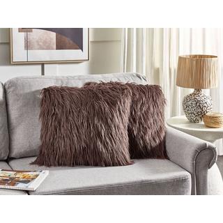 Beliani Dekokissen 2er Set aus Webpelz Retro COROKIA  