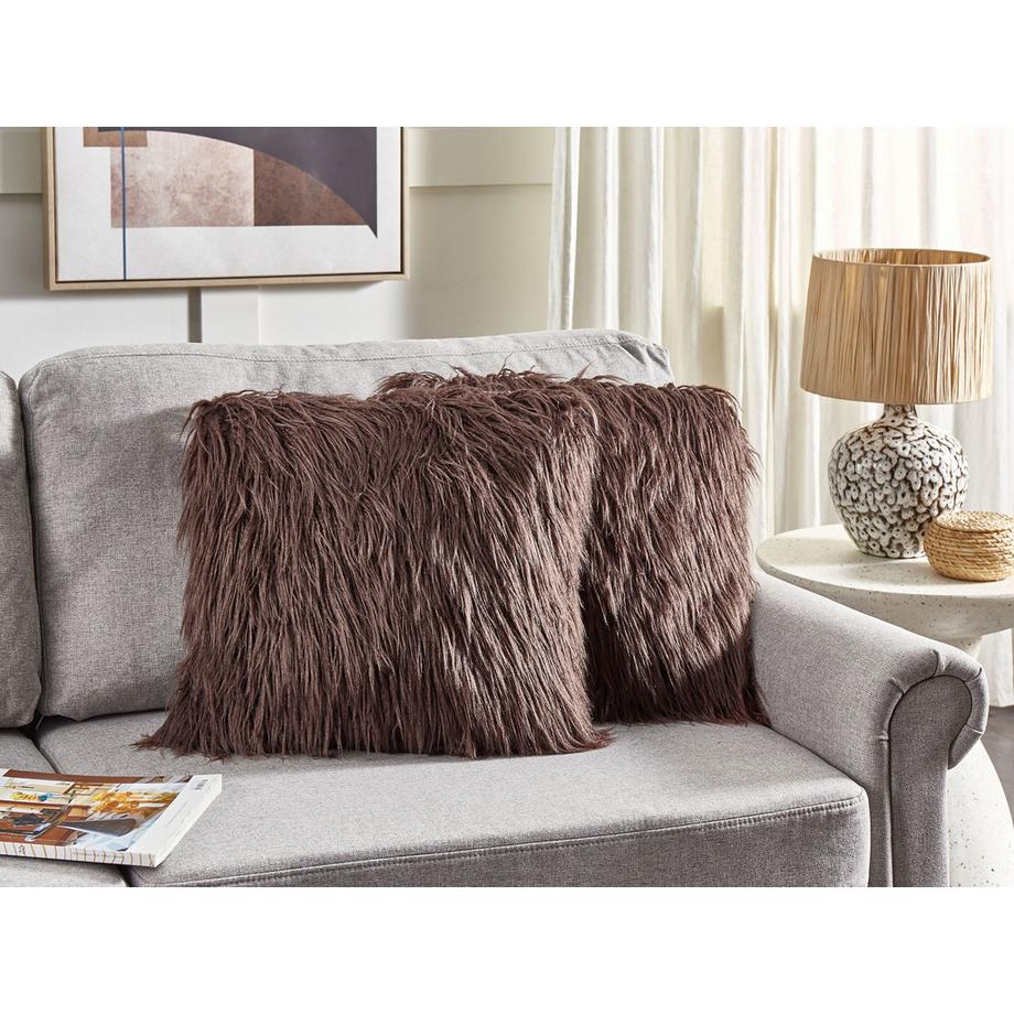 Beliani Dekokissen 2er Set aus Webpelz  COROKIA  