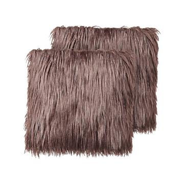 Lot de 2 coussins décoratifs en Fourrure synthétique Rétro COROKIA