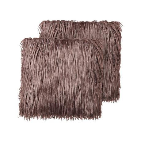 Beliani Dekokissen 2er Set aus Webpelz Retro COROKIA  