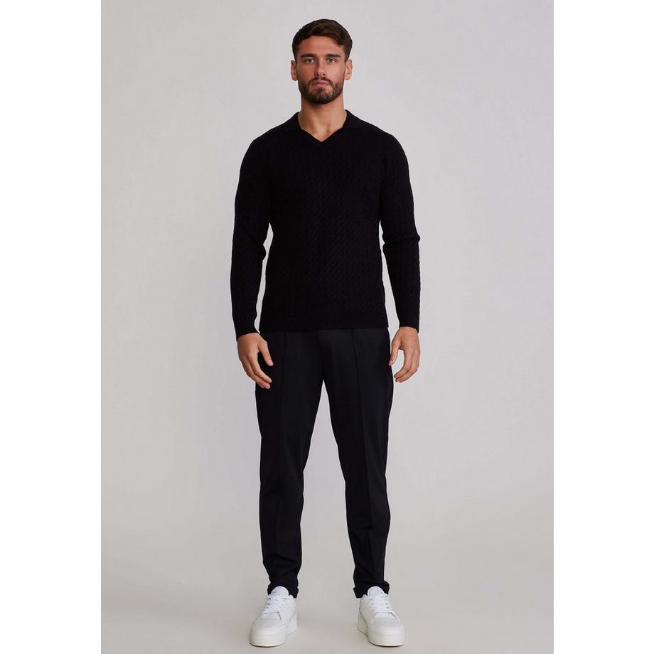 Sik Silk Strickpolo mit langen Ärmeln  