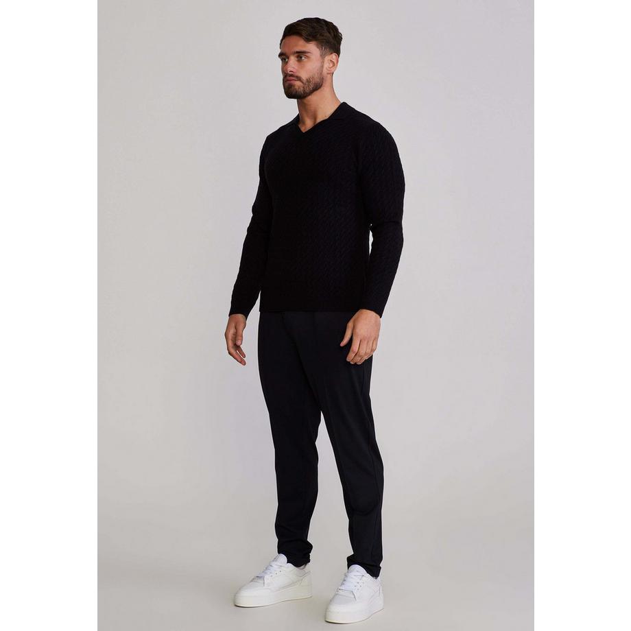 Sik Silk Strickpolo mit langen Ärmeln  