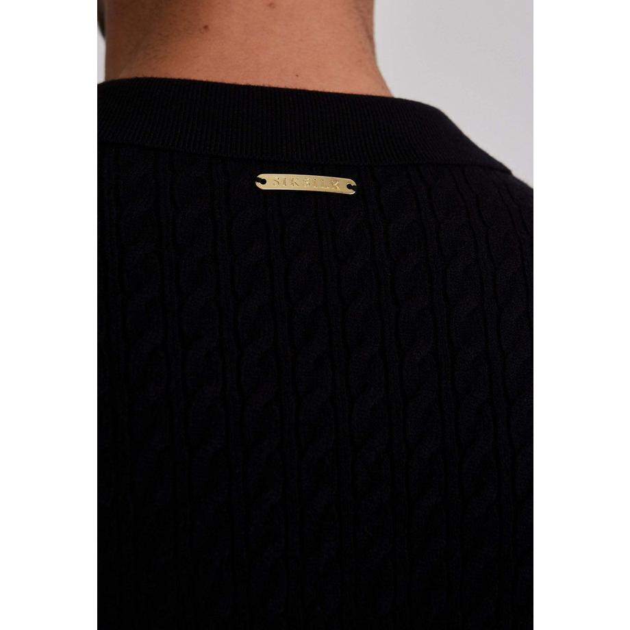 Sik Silk Strickpolo mit langen Ärmeln  