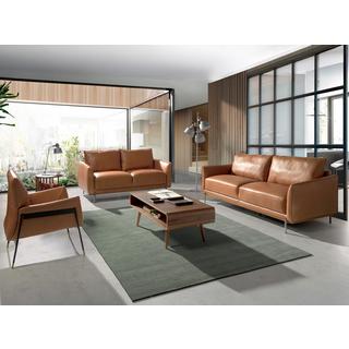 ANGEL CERDA Canapé 3 places en cuir marron  