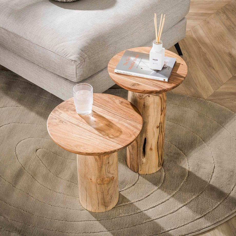 mutoni Table d'appoint River Solid acacia naturel XL  