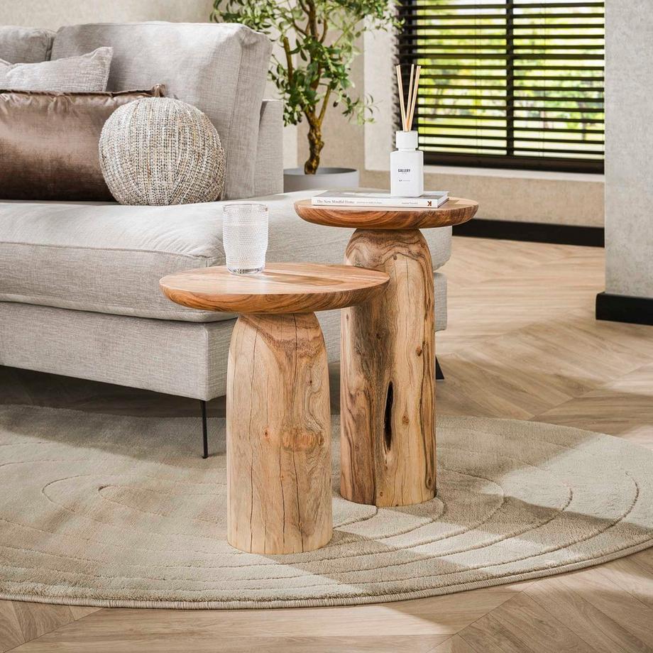 mutoni Table d'appoint River Solid acacia naturel XL  