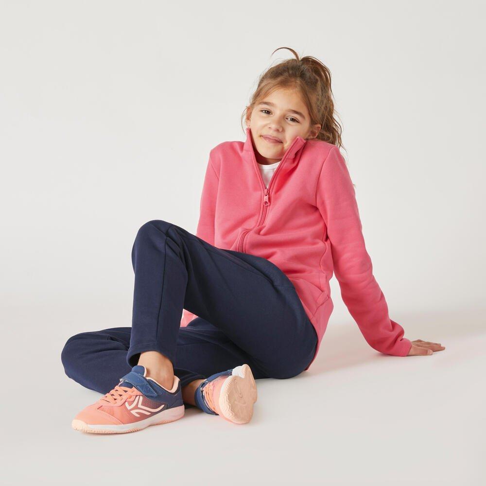 DOMYOS  Survêtement enfant molleton - Warmy zip Basique marine rose 