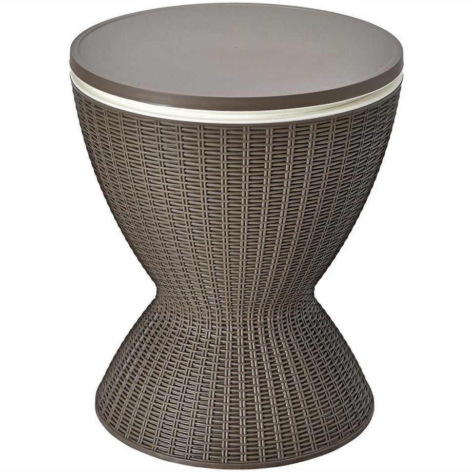 Northix Sgabello frigo portatile da giardino, tavolo da patio, altezza regolabile, refrigeratore per ghiaccio, refrigeratore per bevande, tavolo da giardino marrone  