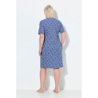 Ulla Popken Camicia da notte Righe Fiori Scollo a V Mezze Maniche  