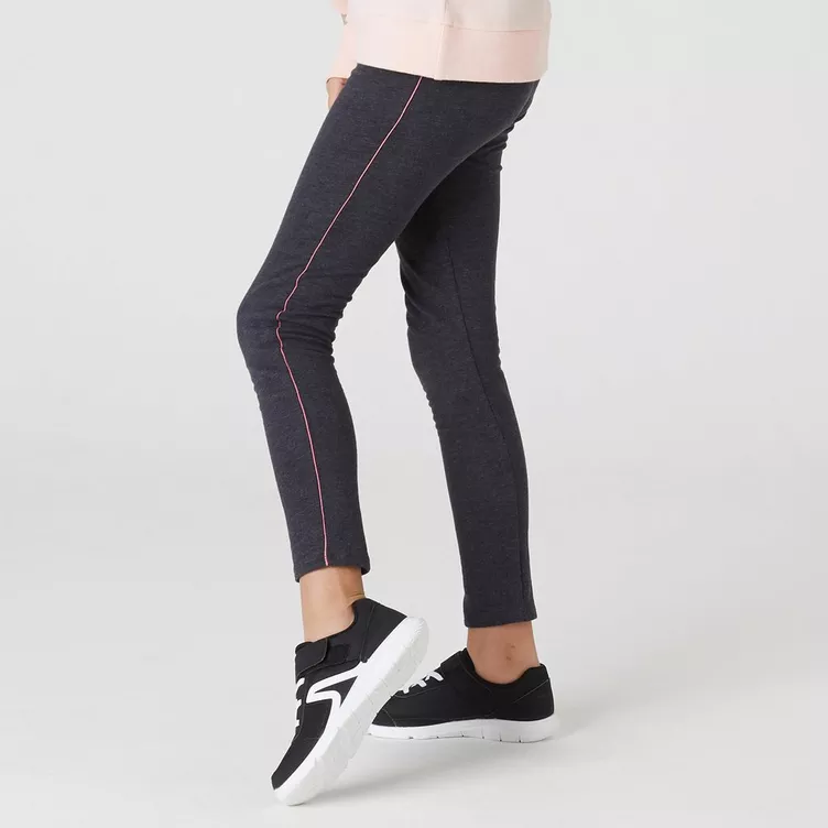 DOMYOS Leggings warm French Terry Baumwolle Mädchen dunkelgraumeliert online kaufen MANOR KE11970