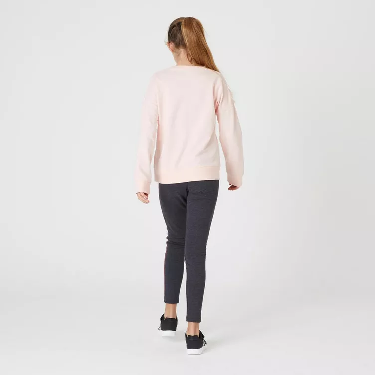 DOMYOS Leggings warm French Terry Baumwolle Mädchen dunkelgraumeliert online kaufen MANOR KE11970