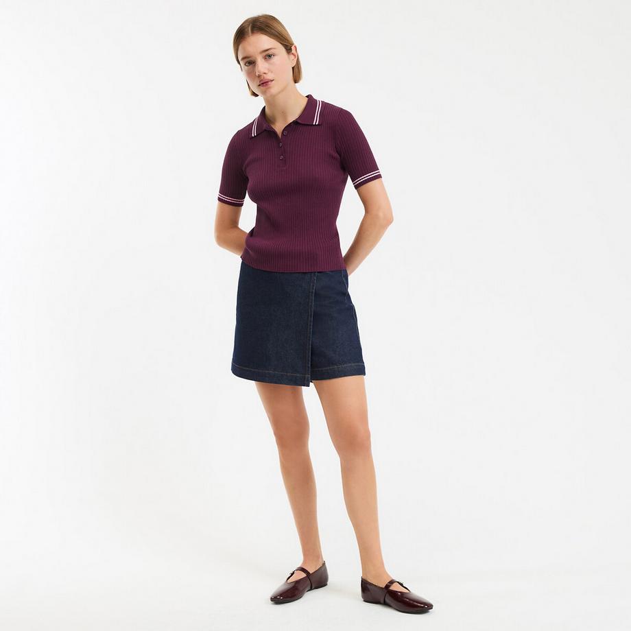 La Redoute Collections Gerippter Polokragen Kurzarm Pullover  