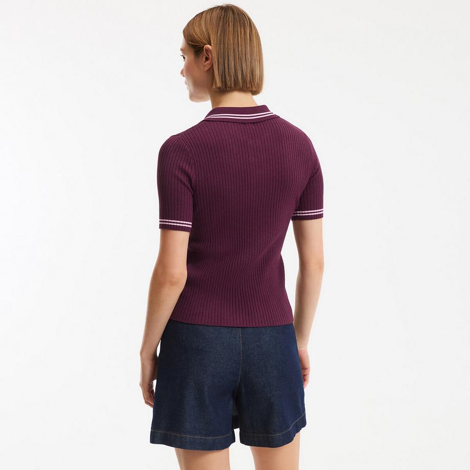 La Redoute Collections Gerippter Polokragen Kurzarm Pullover  
