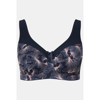 Ulla Popken  Reggiseno sostenitivo senza ferretto con fantasia con ginkgo e coppa C-H 