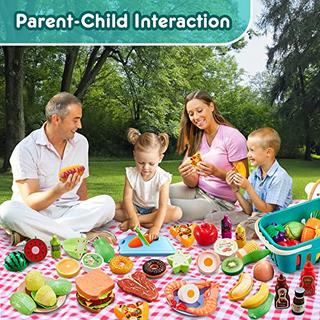 Activity-board  Accessoires de cuisine pour enfants, 67 pièces, accessoires de cuisine pour enfants avec connexion Velcro, ensemble de nourriture pour fruits et légumes pour jeux de rôle, jouet de cuisine, jouet éducatif 