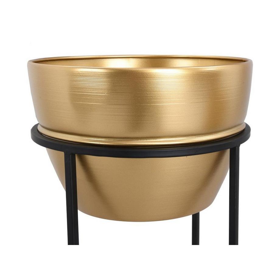 Vente-unique Portavaso su piedistallo D. 25 x H. 61 cm e D. 30 x H. 77 cm in Metallo Dorato e Nero - Lotto di 2 - NABA  