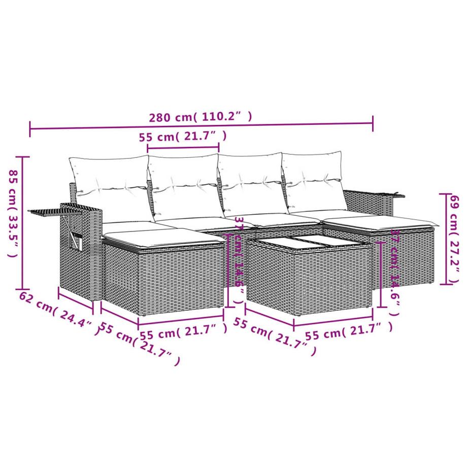 VidaXL Garten sofagarnitur poly-rattan  