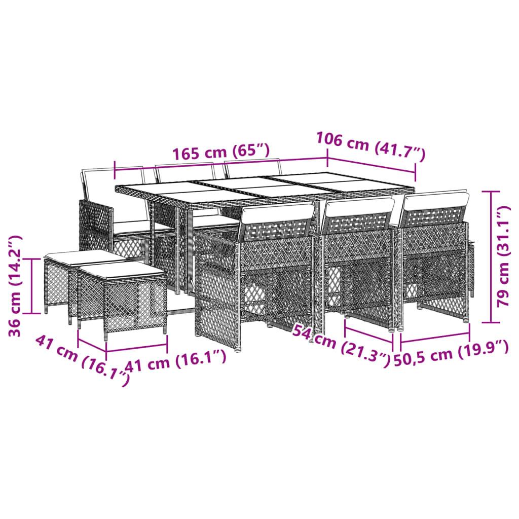 VidaXL Ensemble à manger de jardin rotin synthétique  