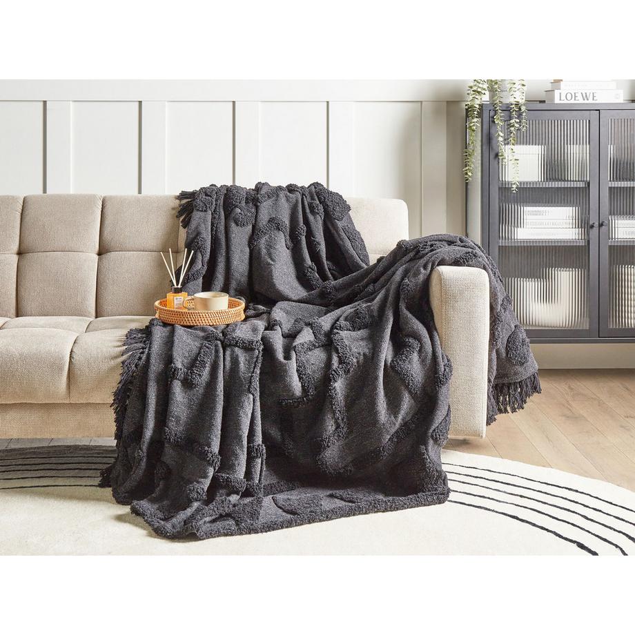 Beliani Boho CHACK Baumwoll Kuscheldecke  