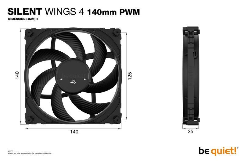 BE QUIET!  ! SILENT WINGS 4 | 140mm PWM Case per computer Ventilatore 14 cm Nero 1 pz 