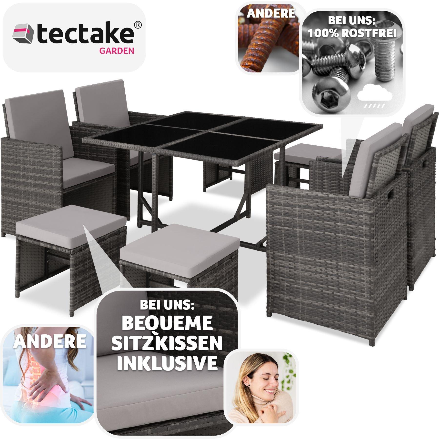 Tectake Rattan Sitzgruppe Bilbao 4+4+1 mit Schutzhülle  