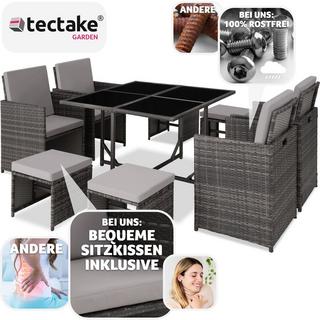 Tectake Rattan Sitzgruppe Bilbao 4+4+1 mit Schutzhülle  