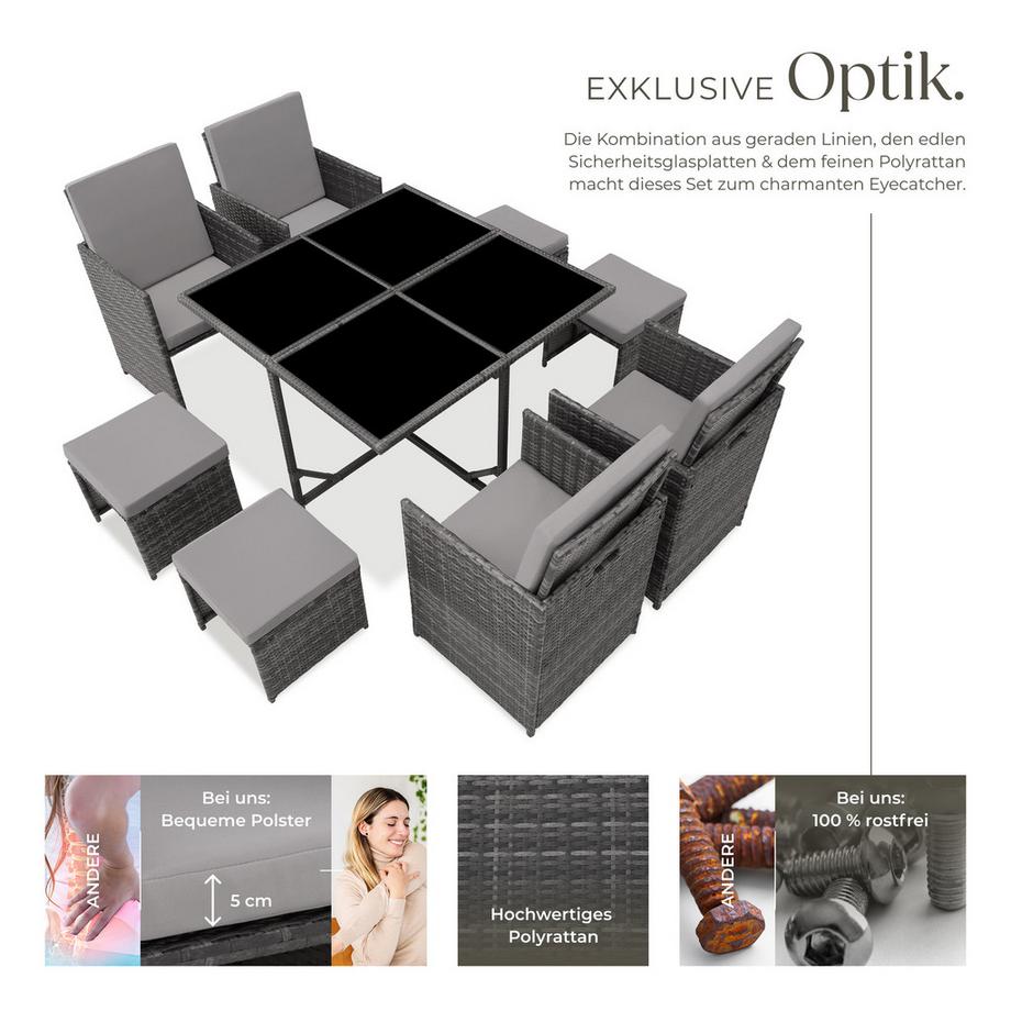 Tectake Rattan Sitzgruppe Bilbao für 4 bis 8 Personen widerstandsfähig  