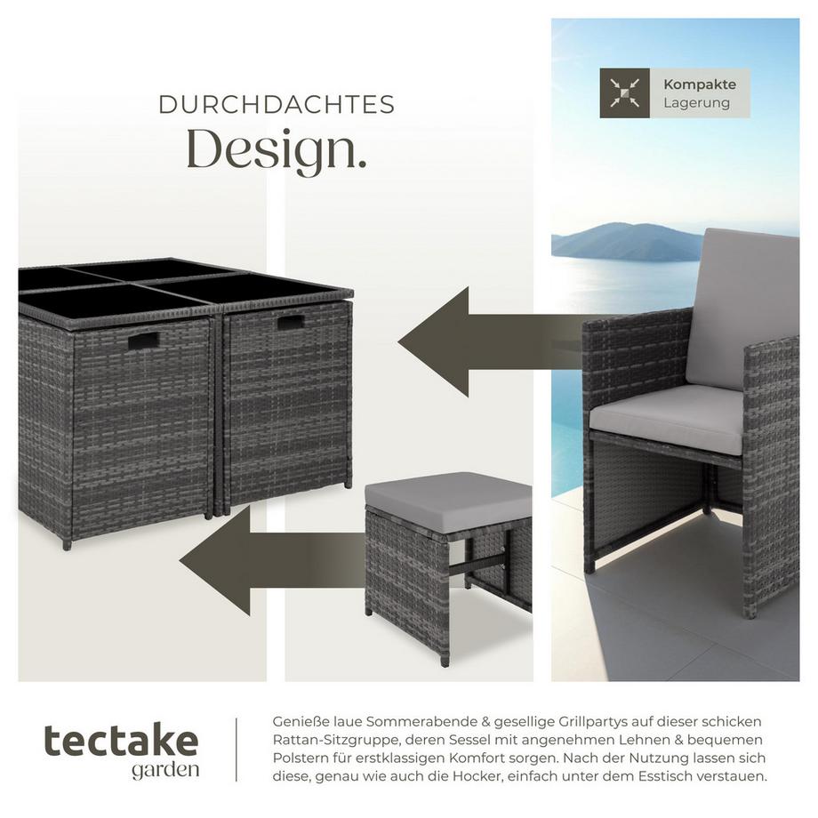 Tectake Rattan Sitzgruppe Bilbao für 4 bis 8 Personen widerstandsfähig  