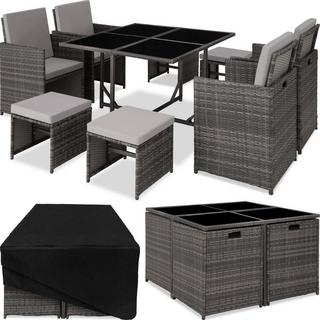 Tectake Rattan Sitzgruppe Bilbao 4+4+1 mit Schutzhülle  