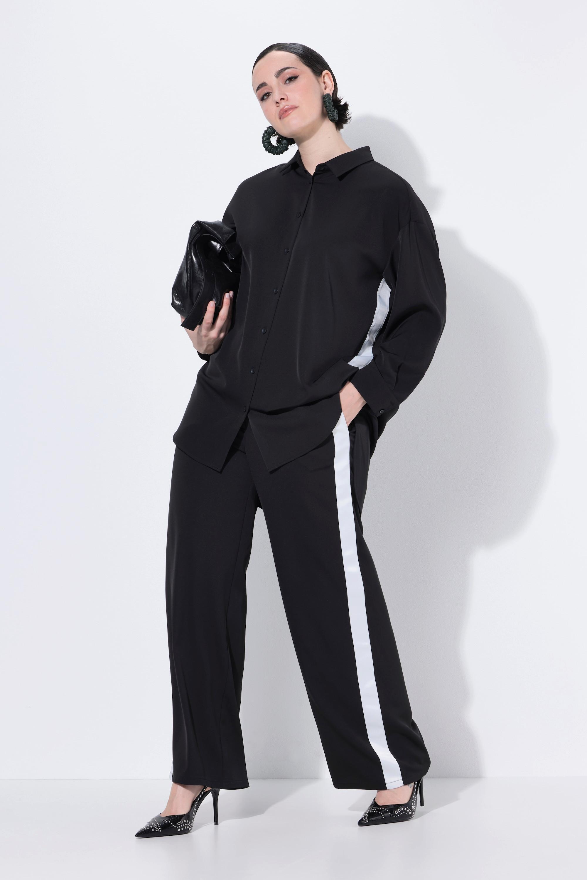 Ulla Popken Oversized Longbluse Hemdkragen  