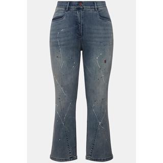 Ulla Popken  Jeans Mandy, Farbspritzer, Ziernaht, weites Bein 