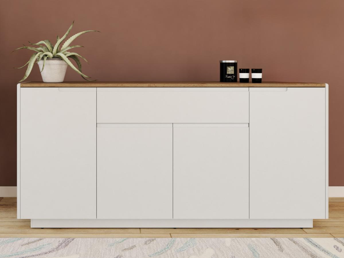 Vente-unique Sideboard AMANI 4 Türen 1 Schublade MDF lackiert Eichenholzfarben  