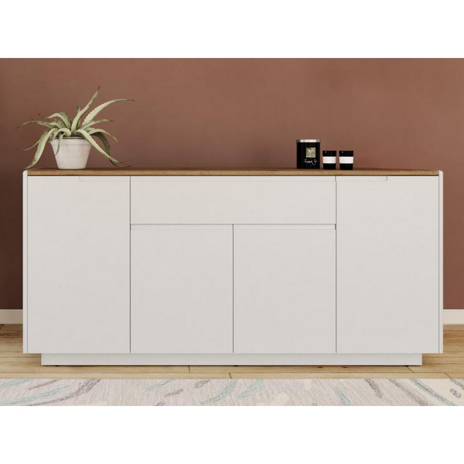 Vente-unique Sideboard AMANI 4 Türen 1 Schublade MDF lackiert Eichenholzfarben  