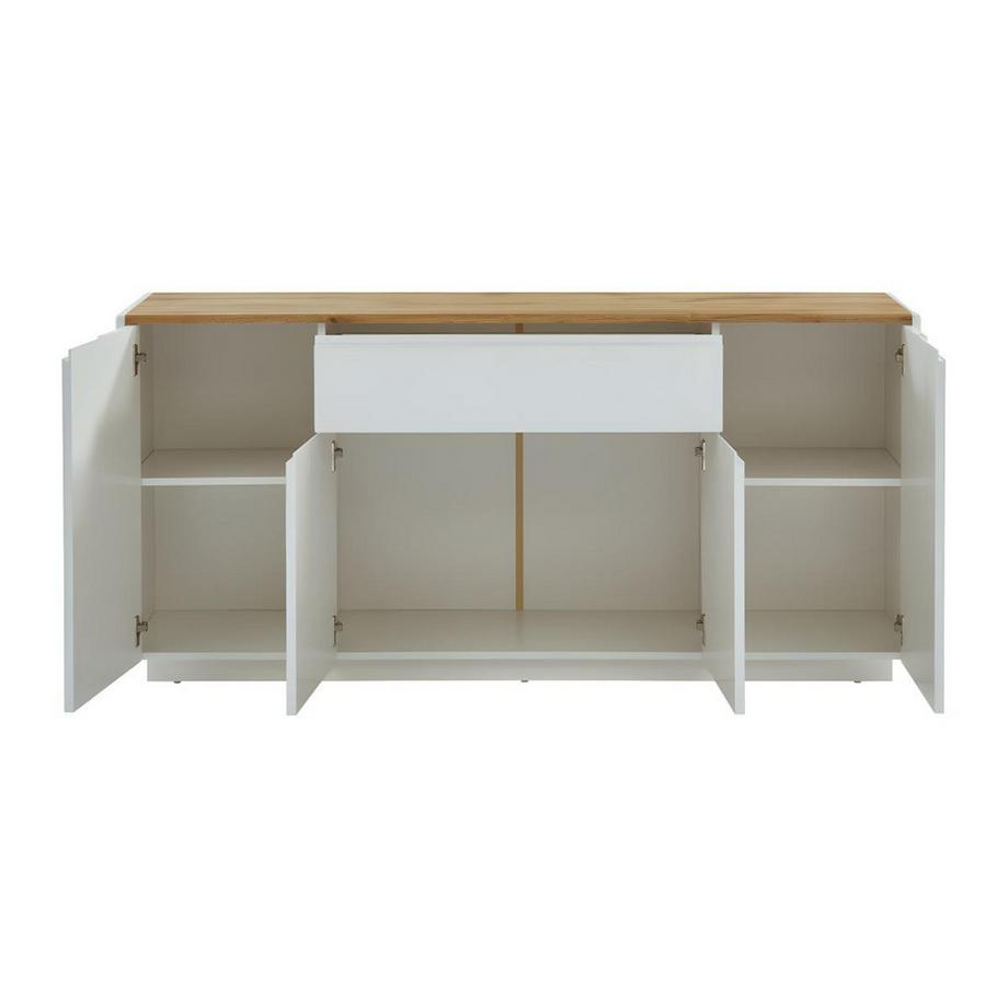 Vente-unique Sideboard AMANI 4 Türen 1 Schublade MDF lackiert Eichenholzfarben  