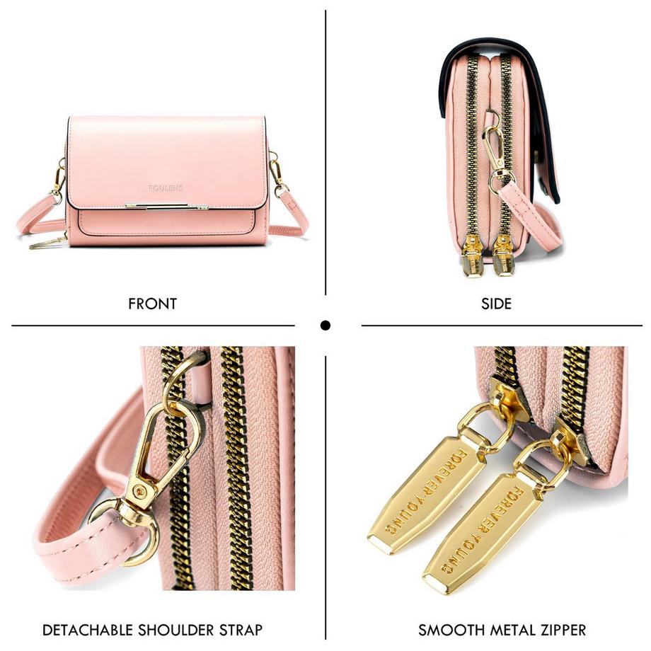 Only-bags.store Borsa a Tracolla Crossbody in Pelle PU Porta Passaporto Telefono con Fessura per Carte Tracolla Regolabile Rimovibile  