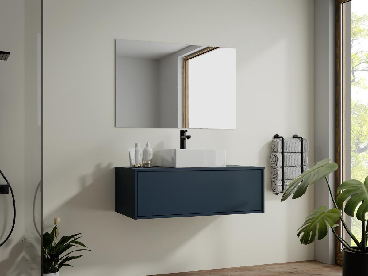 Vente-unique Mobile sotto lavabo sospeso 94 cm Blu notte - TEANA II  